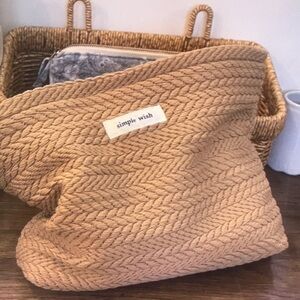 Simple Wish Woven Tote Bag in Camel